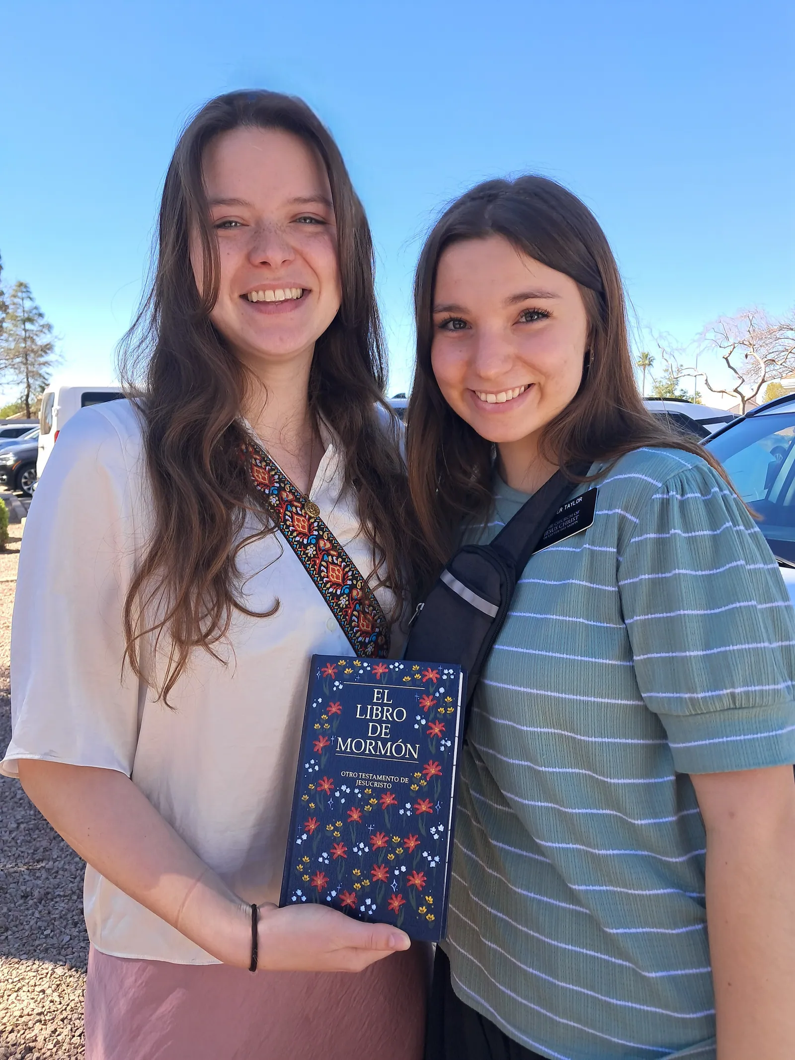 Sister Ramos with her painted Book of Mormon